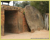 The giant stone which used to be rolled across the entrance gate at the Royal Hill of Ambohimanga (UNESCO world heritage site, Madagascar) 