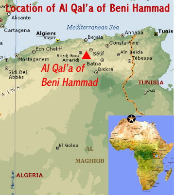 Map showing the location of Al Qal'a of Beni Hammad UNESCO world heritage site, Algeria