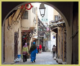 Main street through Fes el Bali in the Medina of Fez UNESCO world heritage site, Morocco