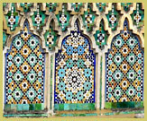 Zellij tilework at Bab Mansour in the Historic City of Meknes UNESCO world heritage site, Morocco