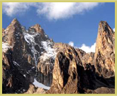 Receding glaciers and snowfields due to global warming near the summit of Mount Kenya National Park world heritage site, Kenya