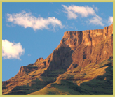 Massive cliffs of the high berg in Giant's Castle Game Reserve, part of the uKhahlamba - Drakensberg park world heritage site in South Africa