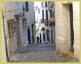 Steep narrow alleyways characterise the Kasbah of Algiers UNESCO world heritage site, Algeria (North Africa)