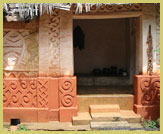 Room onto the courtyard at the restored shrine house at Besease near Kumasi, one of the Asante Traditional Buildings recognised as a UNESCO world heritage site in Ghana