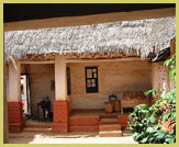 Interior courtyard of the restored shrine house at Besease near Kumasi, one of the Asante Traditional Buildings recognised as a UNESCO world heritage site in Ghana