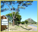 Roadside signboard directing visitors to one of the rock-art sites in the Chongoni Area (a UNESCO world heritage site near Dedza, Malawi)