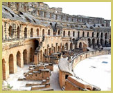 Interior view of the magnificent Amphitheatre of El Jem, a UNESCO world heritage site, at the frontier of the Roman Empire near Sousse in Tunisia (north Africa)