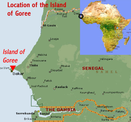 Map showing the location of the Island of Goree UNESCO world heritage site (near Dakar, Senegal)