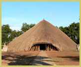 The main thatched structure, known as Muzibu-Azaala-Mpanga, as it was before the March 2010 fire, at the Tombs of the Buganda Kings of Kasubi UNESCO world heritage site (Uganda)