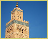 The imposing Koutoubia minaret dominates the Medina of Marrakech UNESCO world heritage site, Morocco