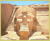 One of the Collosi of Ramses II on the Sun Temple at Abu Simbel, part of the Nubian Monuments UNESCO world heritage site, Egypt