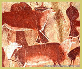 Images of eland from the uKhahlamba Drakensberg park (South Africa), one of Africa’s nine UNESCO world heritage sites featuring rock-art and pre-historic monuments