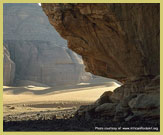 Dramatic Sahara Desert scenery provides a backdrop for the rock art sites of the Tadrart Acacus UNESCO world heritage site (Libya)