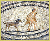 One of the fine mosaics at the Archaeological Site of Volubilis (UNESCO world heritage site) a commercial town at the frontier of the Roman Empire in Morocco (north Africa)