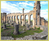 The Basilica at the Archaeological Site of Volubilis (UNESCO world heritage site) a commercial town at the frontier of the Roman Empire in Morocco (north Africa)